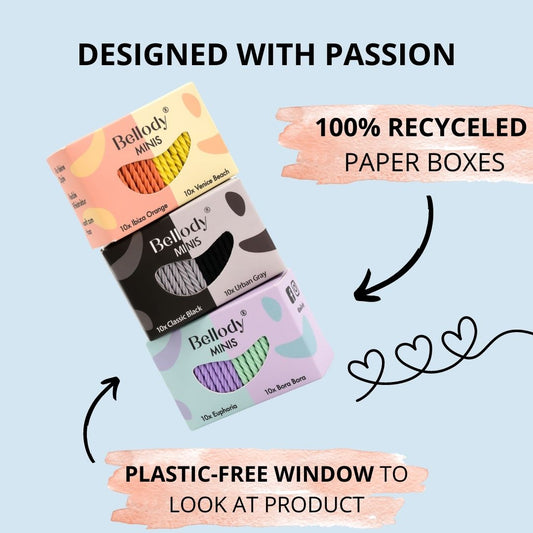 Recycled paper boxes for hair ties