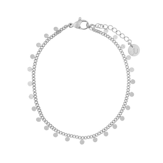 Silver bracelet with silver discs
