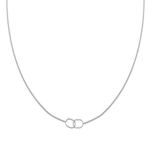 Necklace with two rings intertwined