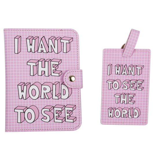 I want the world to see passport holder and gift tag