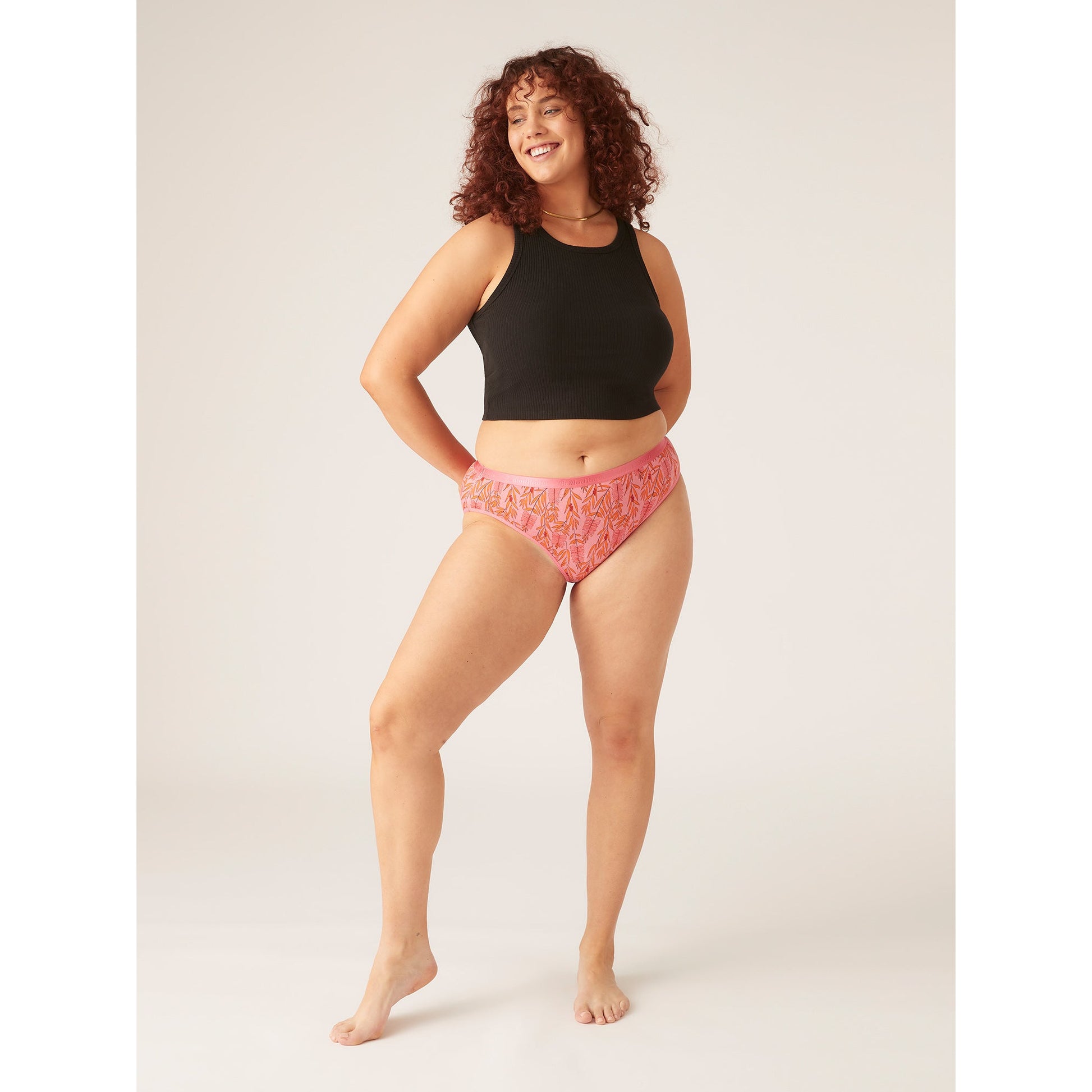 Size 14 woman wearing Modibodi Menstruation Underwear 