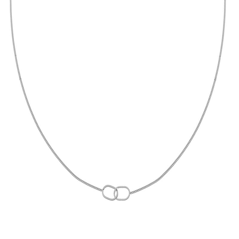 Necklace with two rings intertwined