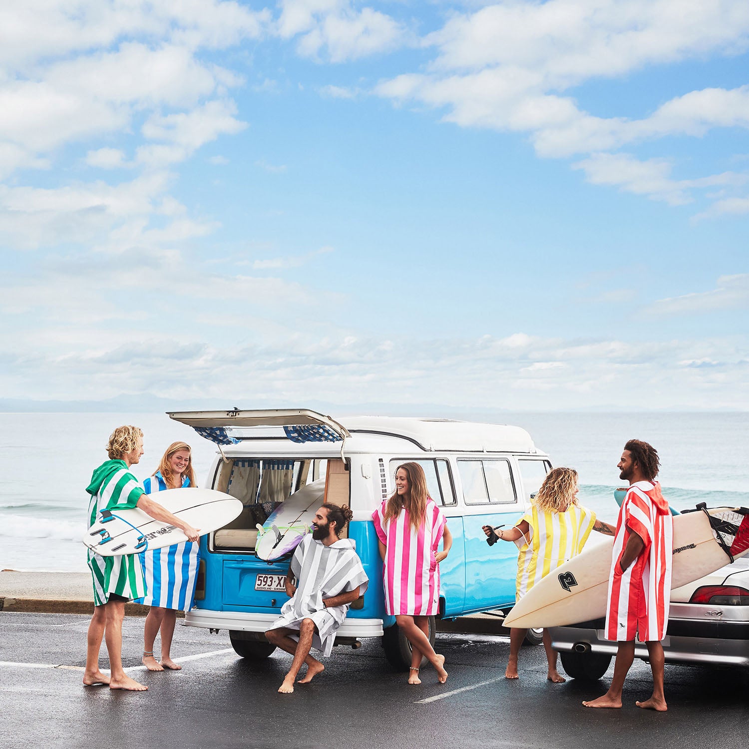 Group of friends in Ponchos