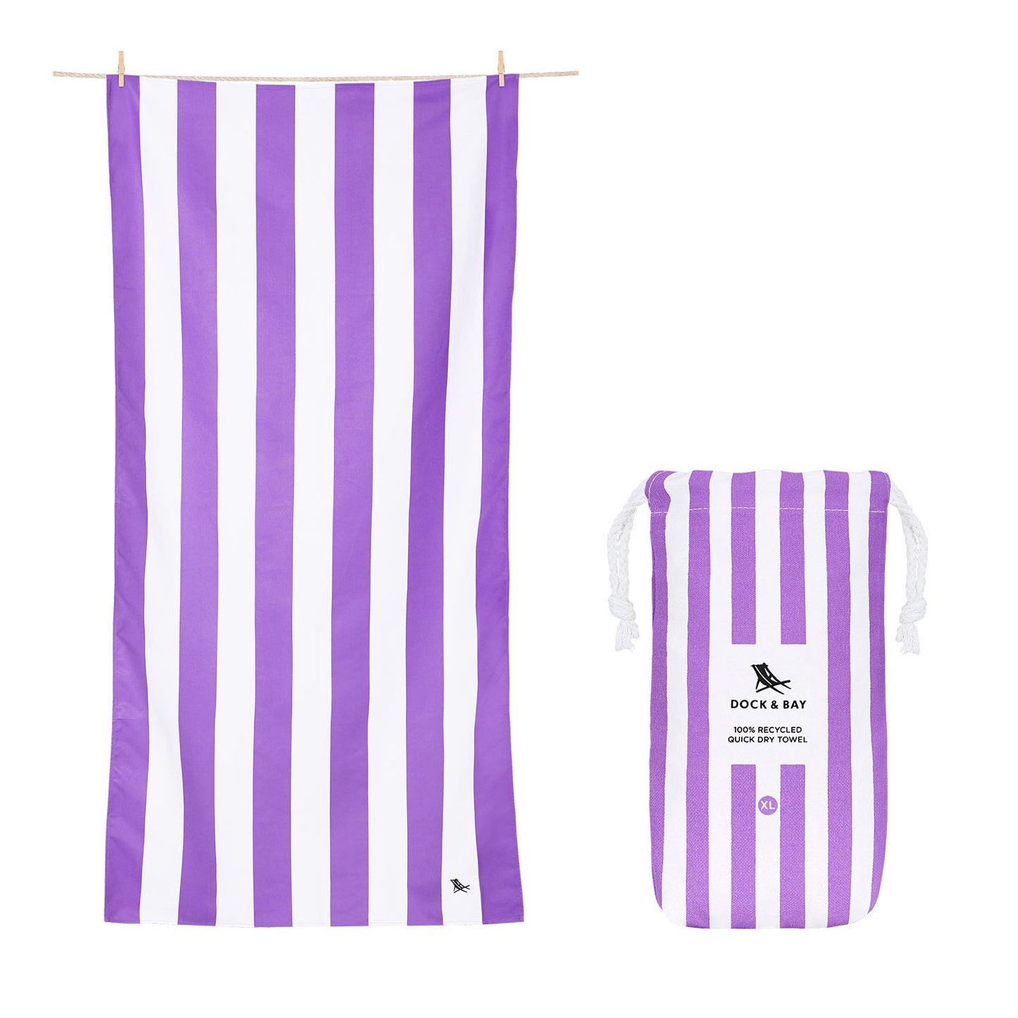 Dock & Bay Purple and White Stripe Beach Towel 
