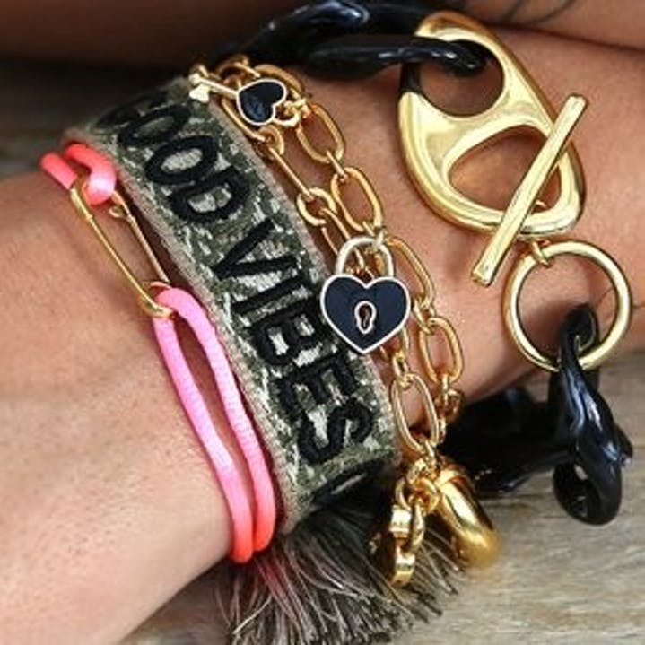Neon Pink Bracelet with other colours. 